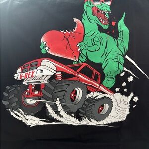 T-Shirt with Dinosaur and Monster Truck